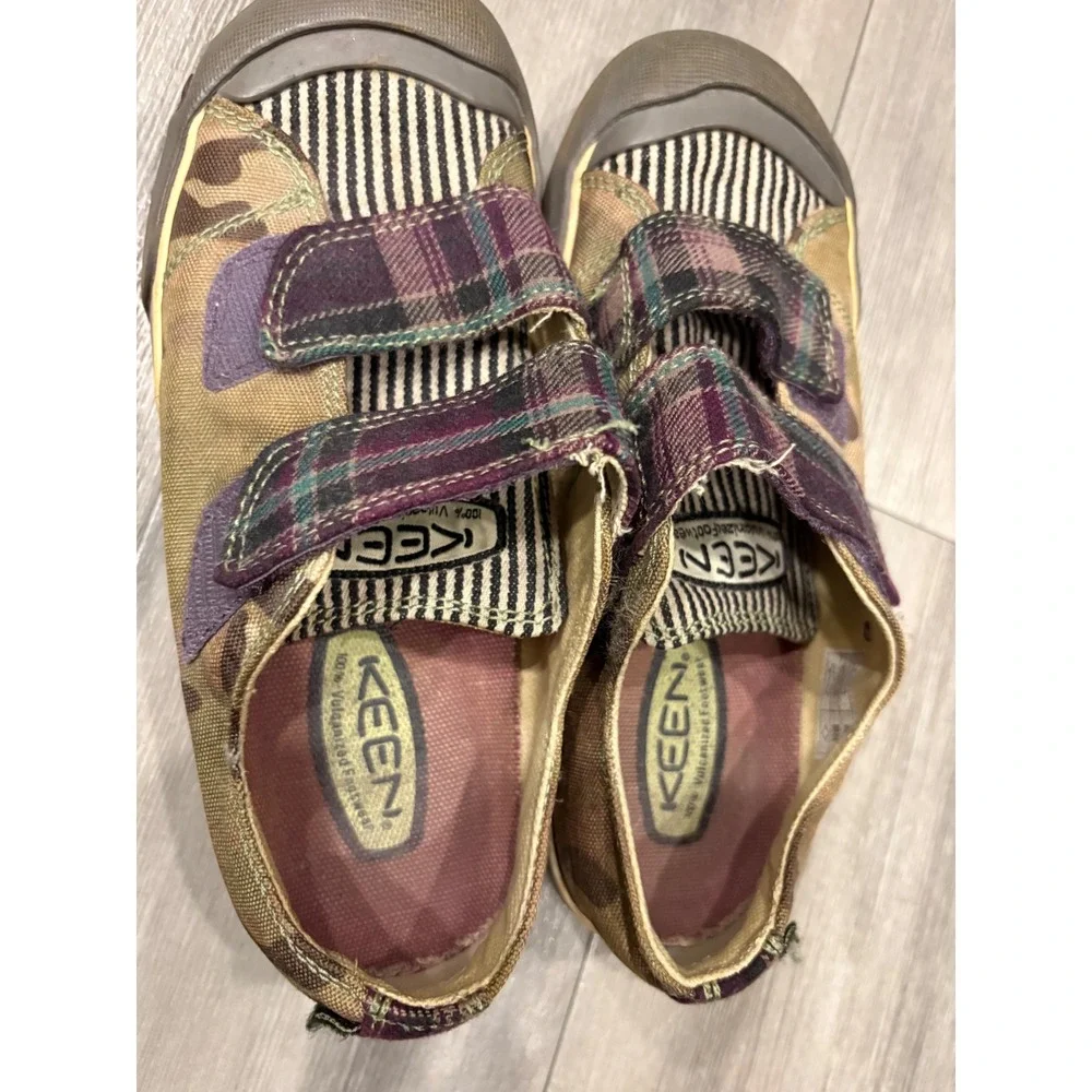 Keen Mixed Print Camo Plaid Striped Canvas Sneakers Shoes 53026-CAMO Womens 6.5